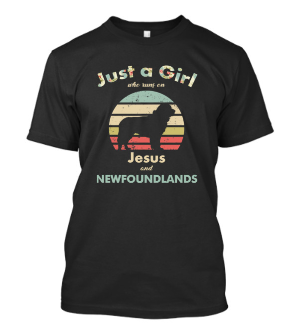 Just A Girl Who Runs On Jesus And Newfoundlands Vintage Dog T-Shirt