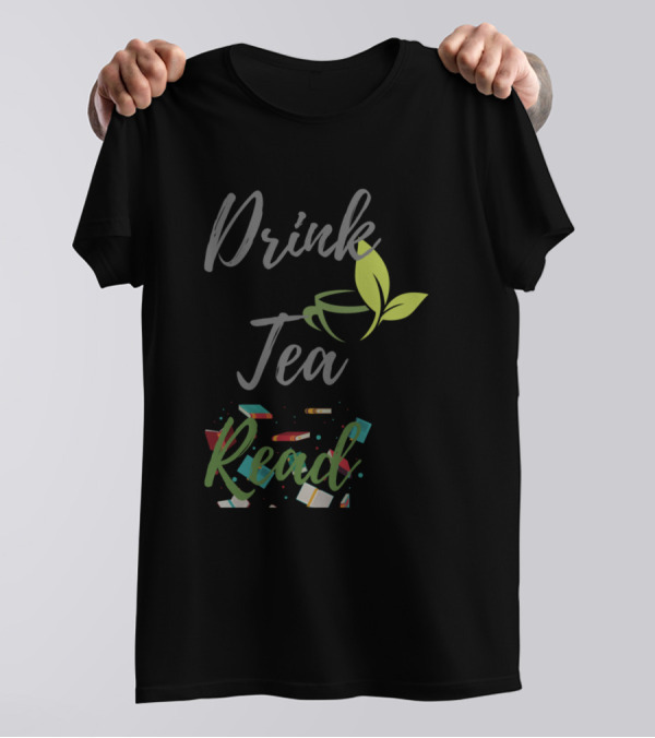 Drink Tea Read With Leaf Cup And Colorful Books T-Shirt