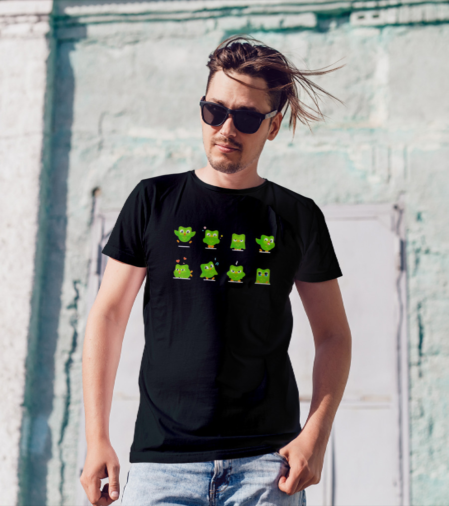 Duolingo Owl Emoji Expressions T-Shirt