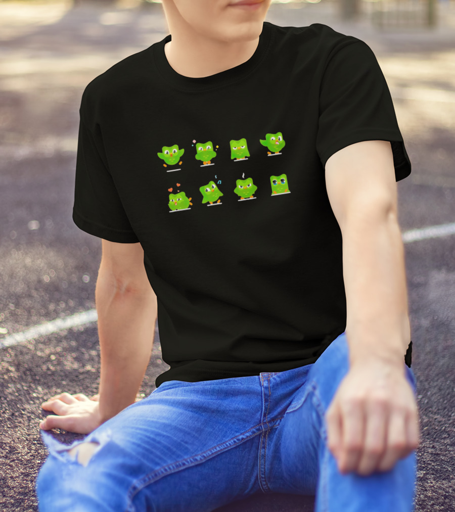Duolingo Owl Emoji Expressions T-Shirt