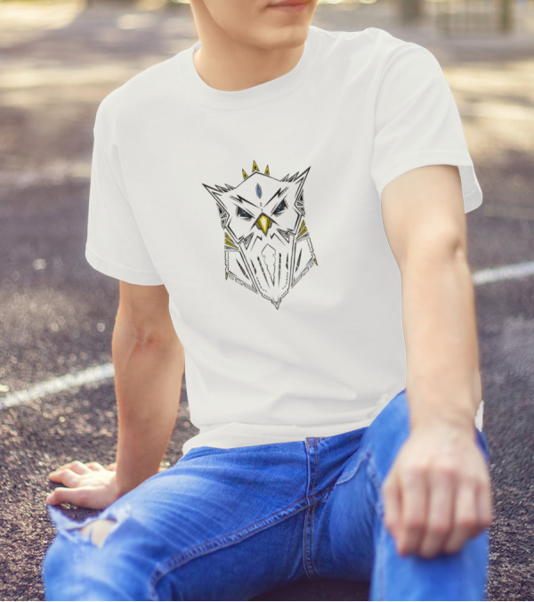 Electric Owl Geometric Neon Accents T-Shirt