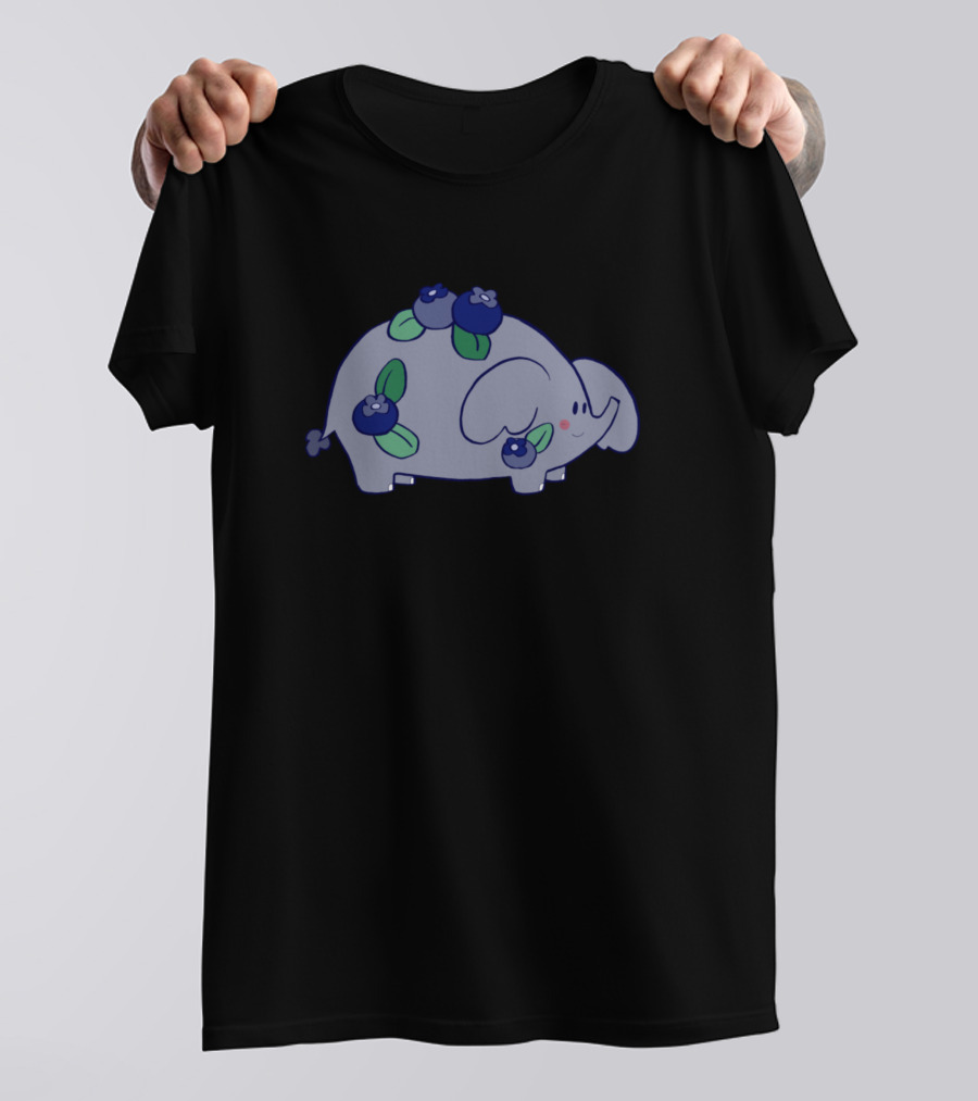 Elephant Covered In Blueberries Purple Big Fat T-Shirt