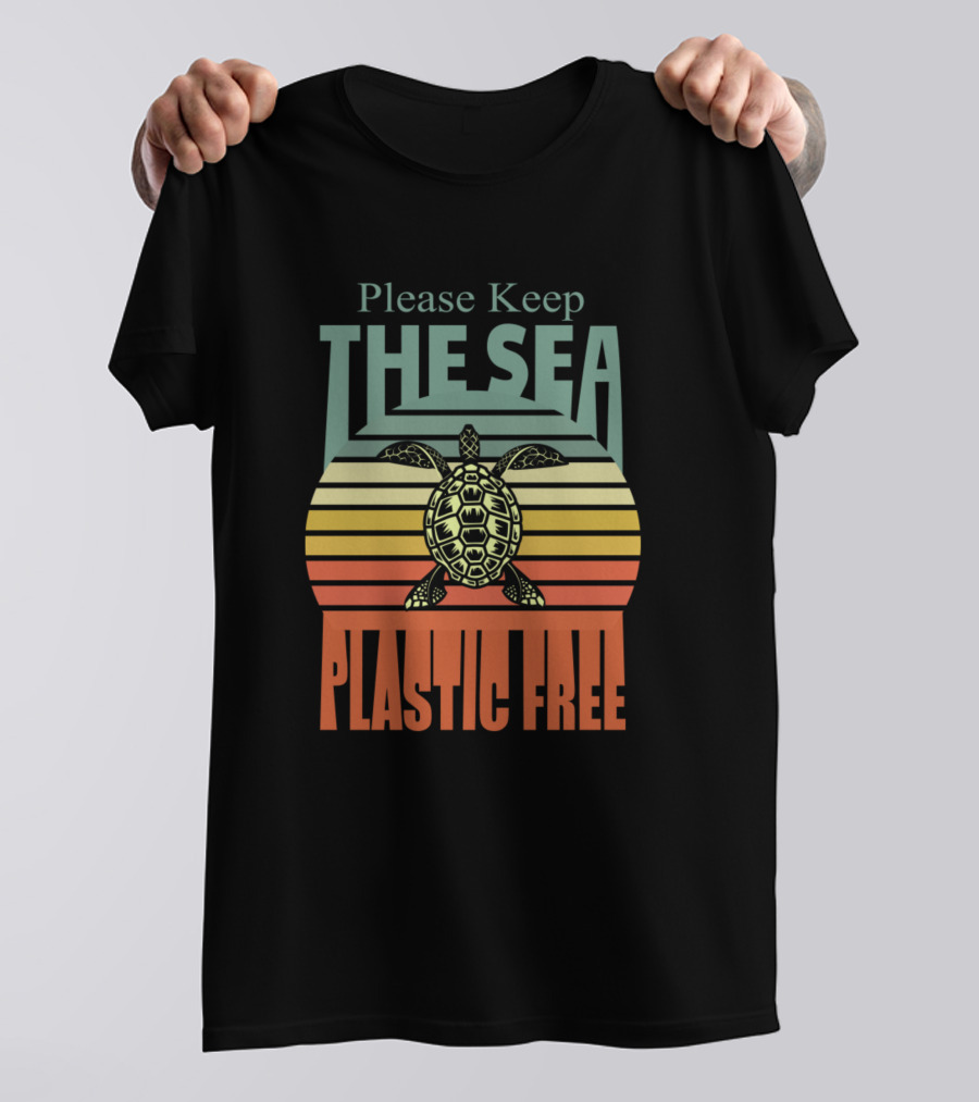 Please Keep The Sea Plastic Free Vintage Turtle Environmental Protection T-Shirt
