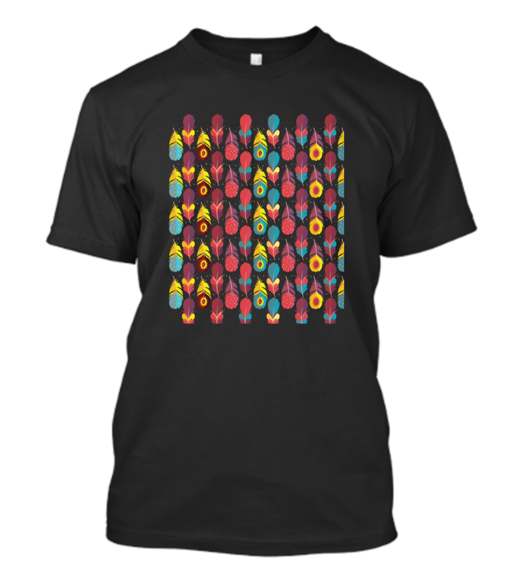 Eye Catching Colorful Feather Pattern Vibrant Array T-Shirt