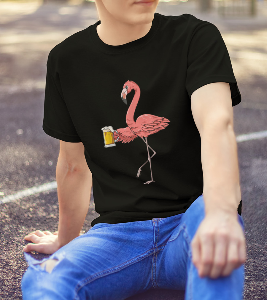 Flamingo Drinking Beer Flamingo Beer Lovers Flamin T-Shirt