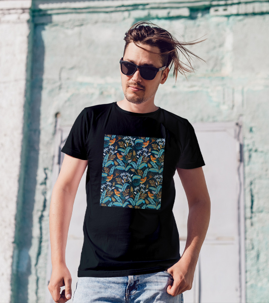 Foliage With Birds And Leaf T-Shirt