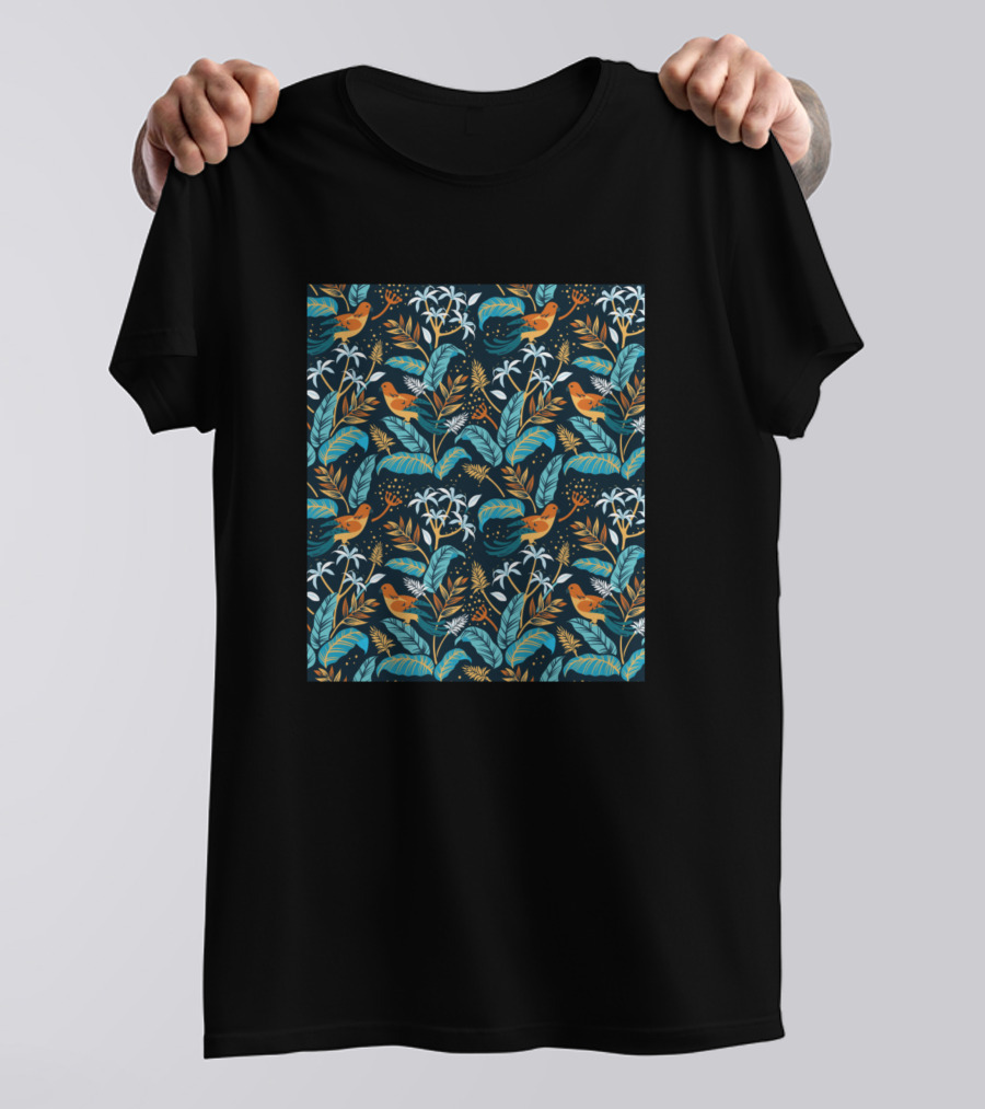 Foliage With Birds And Leaf T-Shirt