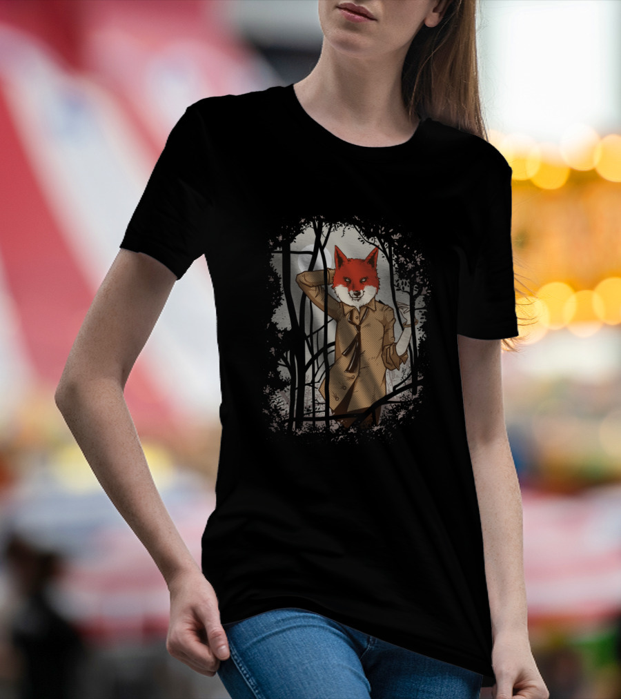 Fox Man In The Moonlight Retro T-Shirt