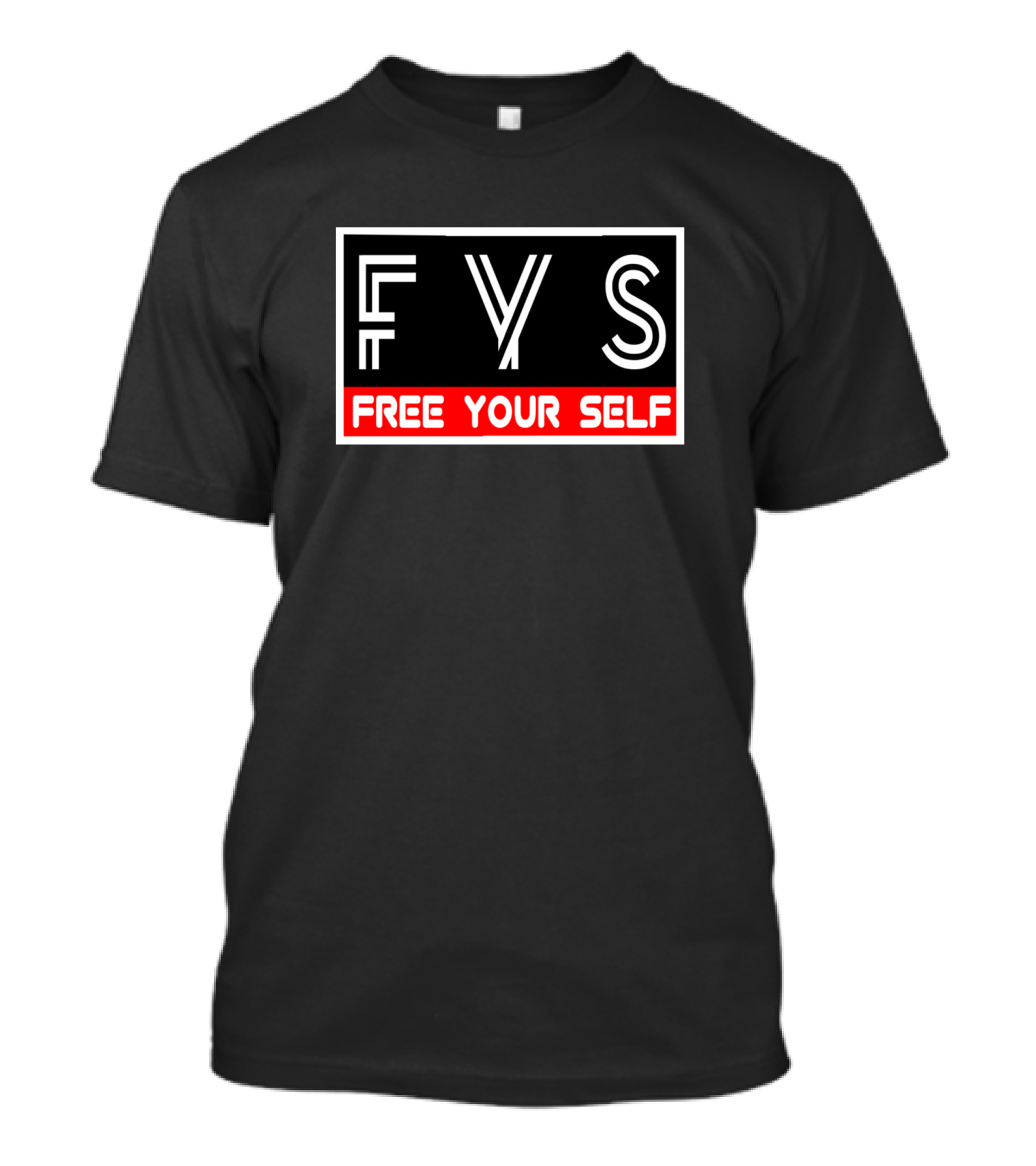 FYS Free Your Self Bold Black And Red Typography T-Shirt