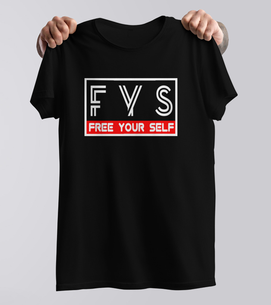 FYS Free Your Self Bold Black And Red Typography T-Shirt