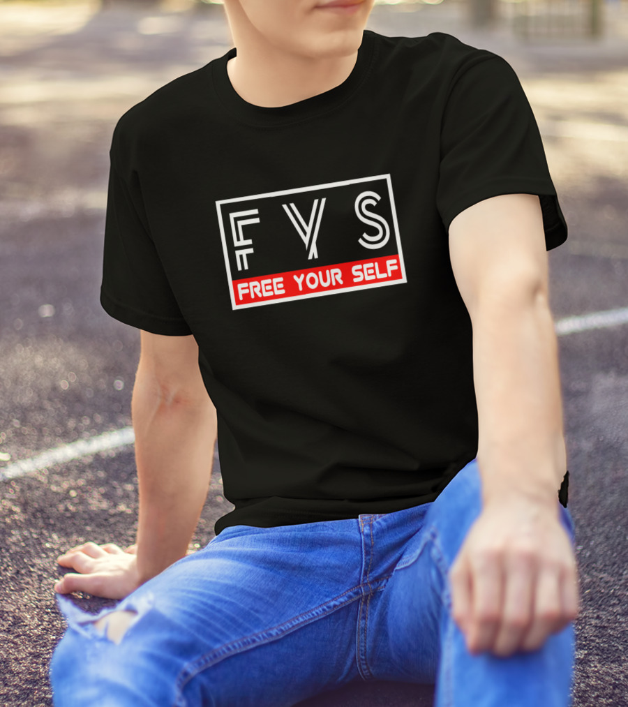 FYS Free Your Self Bold Black And Red Typography T-Shirt