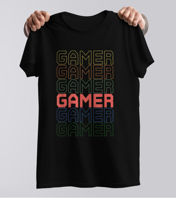 Mens Boys Gamer Vintage Retro Video Game Player Gaming T-Shirt