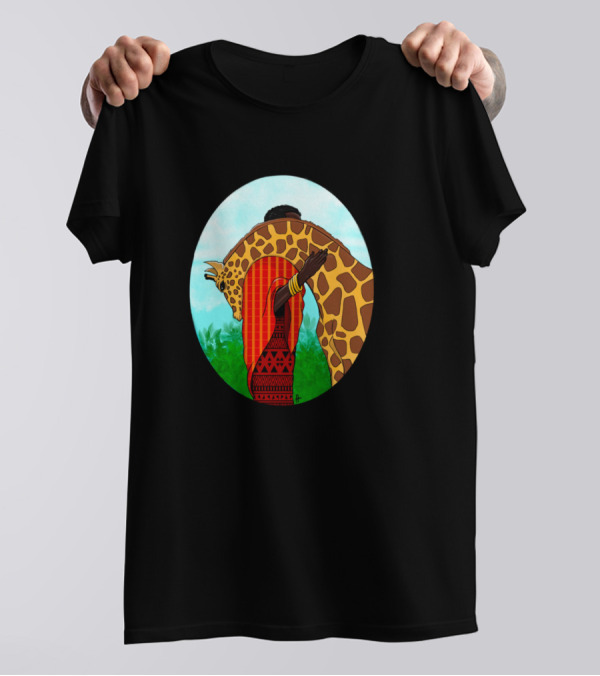Giraffe Love Embrace African T-Shirt