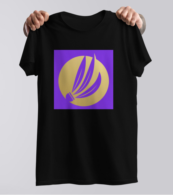 Golden Shuttlecock Purple Circle T-Shirt