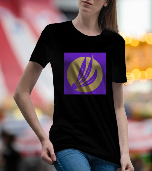 Golden Shuttlecock Purple Circle T-Shirt