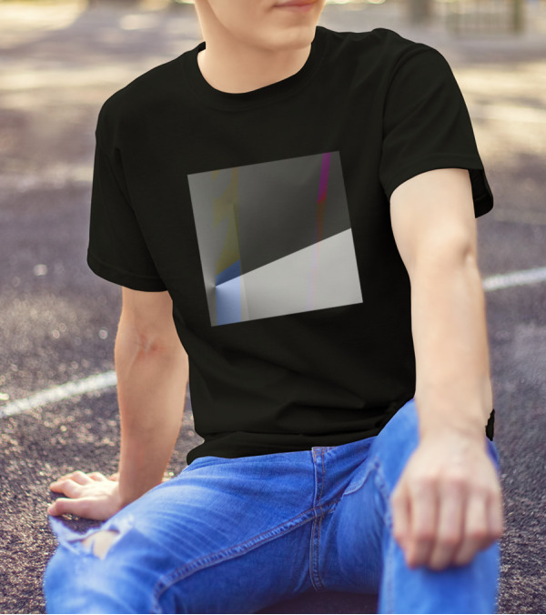 Grey Black Texture Abstract Geometric Square With Subtle Color Accents T-Shirt
