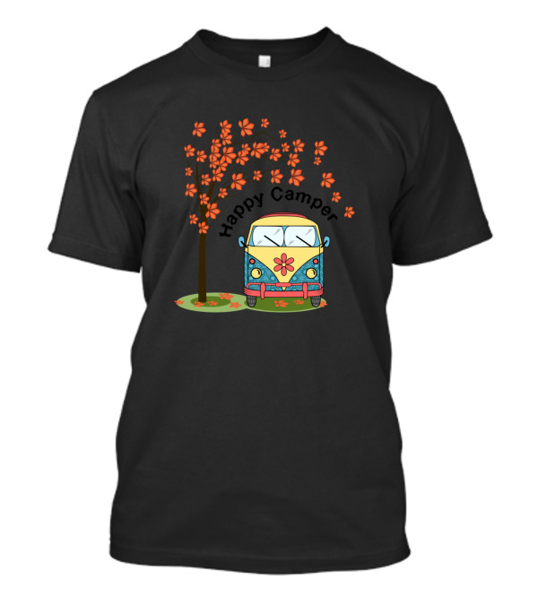Happy Camper Vintage Van Under Autumn Tree Blossoms T-Shirt