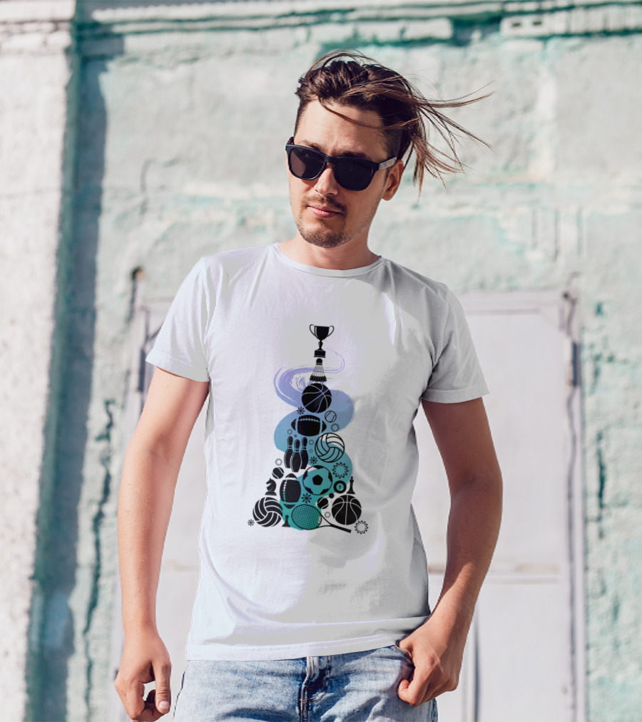 Hard Work Leads To Win Trophy Sports Balls Collection T-Shirt
