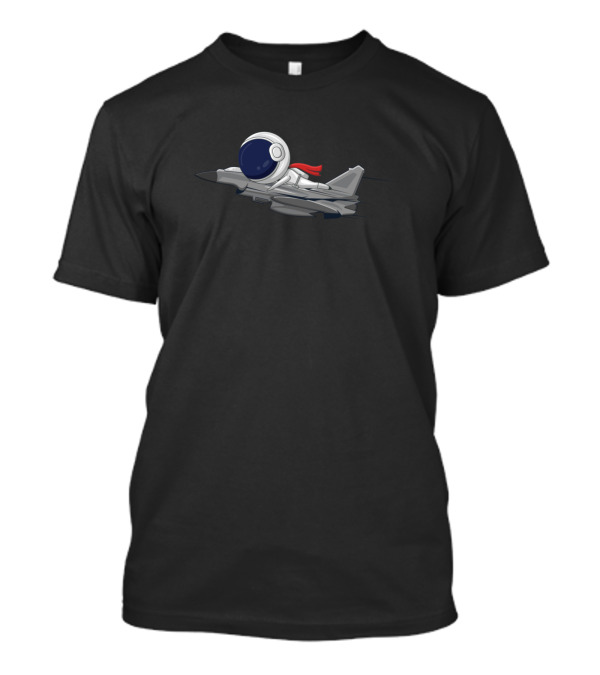 Astronaut Riding Jet Fighter With Red Scarf T-Shirt