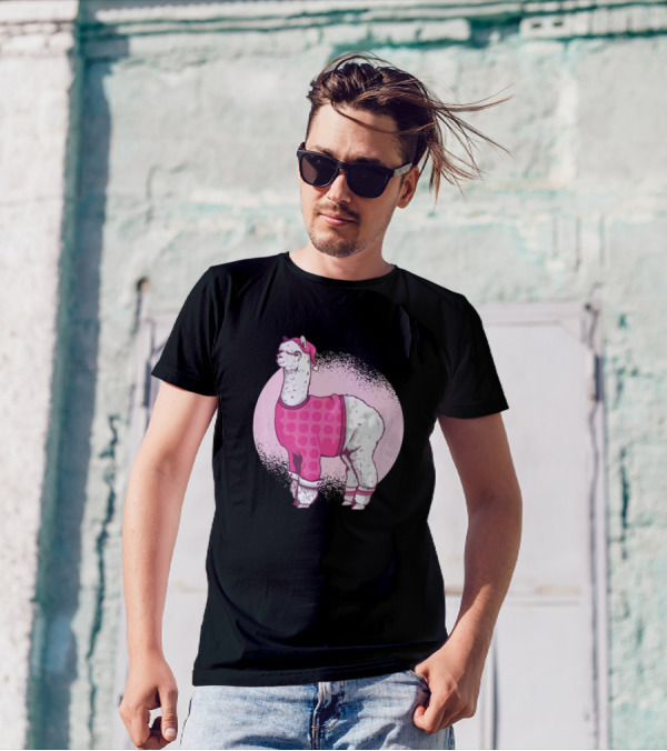 Lama Schlafanzug Pyjama Nachthemd Schlafen Nacht Rosa Punkte Mütze T-Shirt
