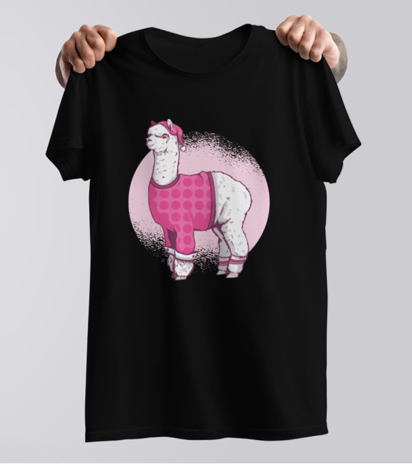 Lama Schlafanzug Pyjama Nachthemd Schlafen Nacht Rosa Punkte Mütze T-Shirt