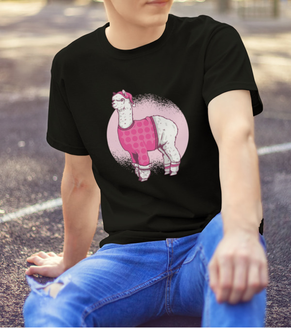 Lama Schlafanzug Pyjama Nachthemd Schlafen Nacht Rosa Punkte Mütze T-Shirt