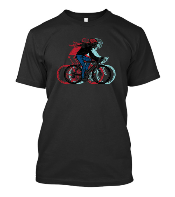 Long Haired Skull Bicycle Riders Duo T-Shirt