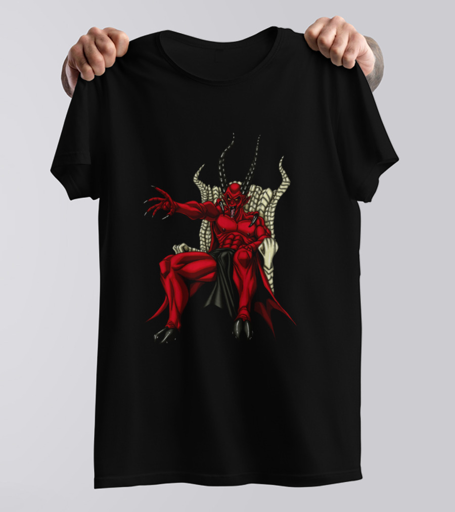 Lucifer Red Devil Seated On Throne With Horns T-Shirt
