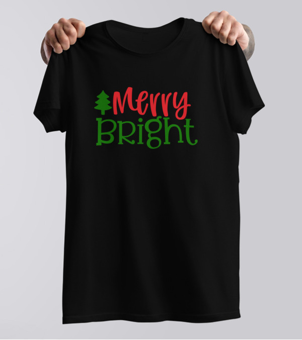 Merry Bright Christmas Tree Holiday T-Shirt