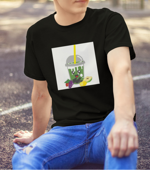 Milktea Bubble Tea With Avocado And Fruit Elements T-Shirt
