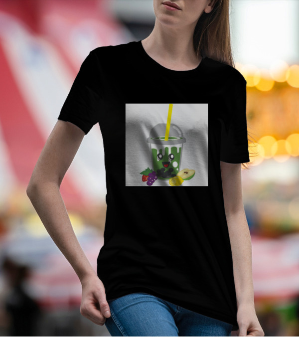 Milktea Bubble Tea With Avocado And Fruit Elements T-Shirt