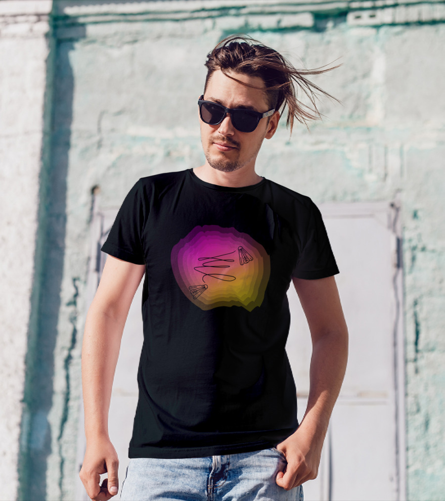 Move On The Badminton Field With Colorful Shuttlecocks T-Shirt