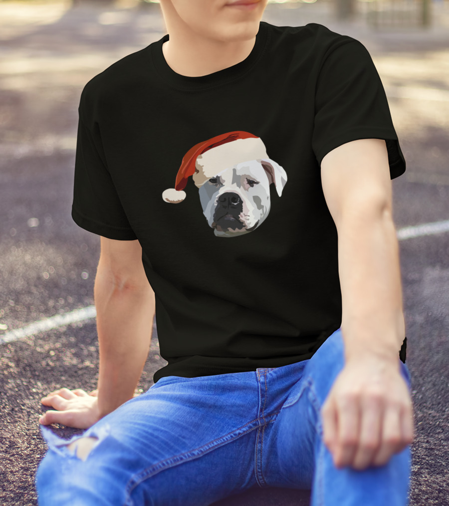 American Bulldog Santa Hat T-Shirt