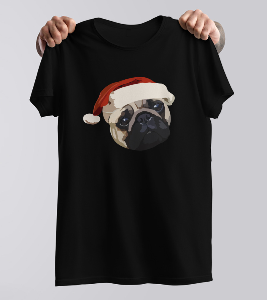 Santa Hat Pug Christmas T-Shirt