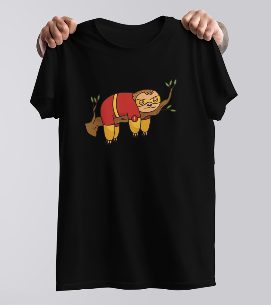 Nightgown Sloth In Superhero Costume Sleeping On A Branch T-Shirt