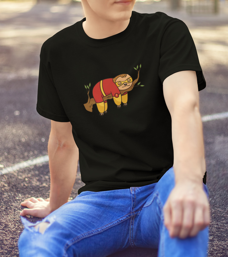 Nightgown Sloth In Superhero Costume Sleeping On A Branch T-Shirt