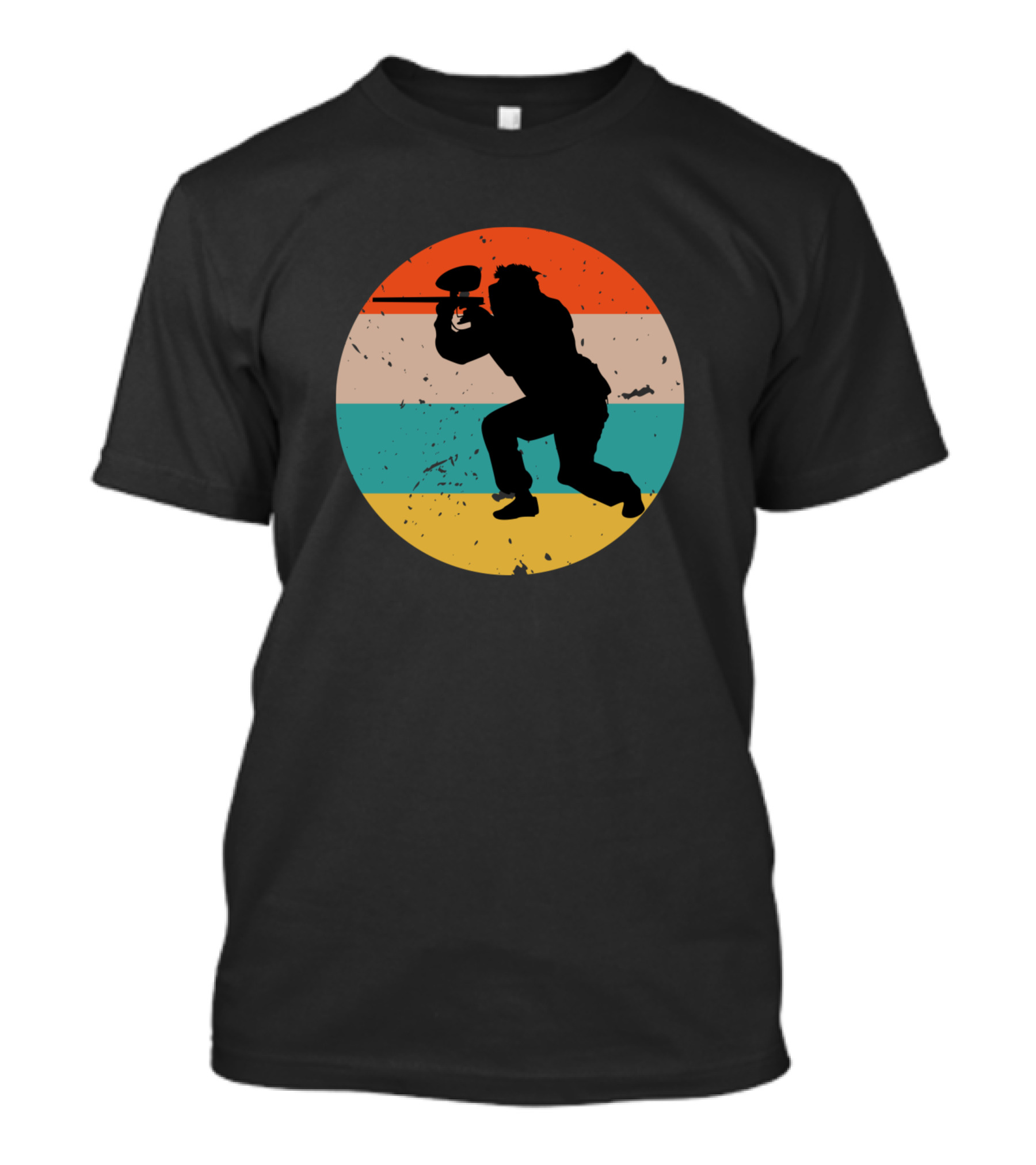 Paintball Player Silhouette Retro Sunset T-Shirt