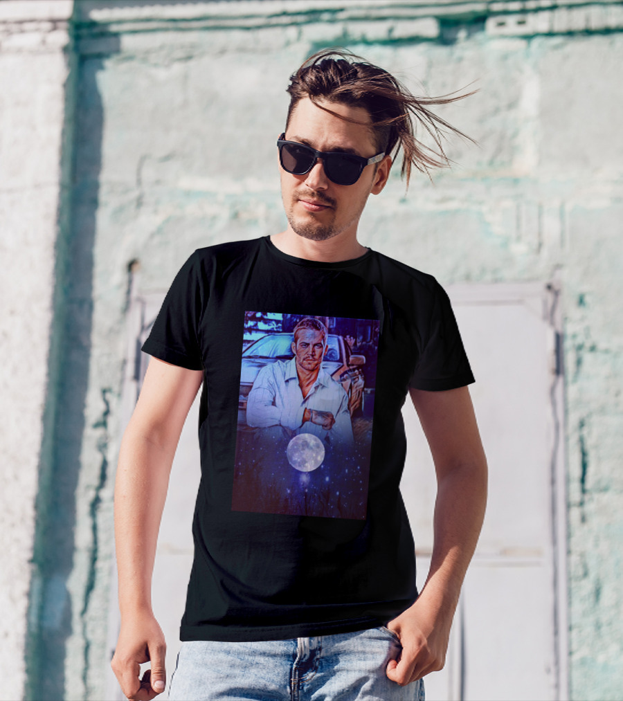Paul Walker Full Moon Night Car Scene T-Shirt