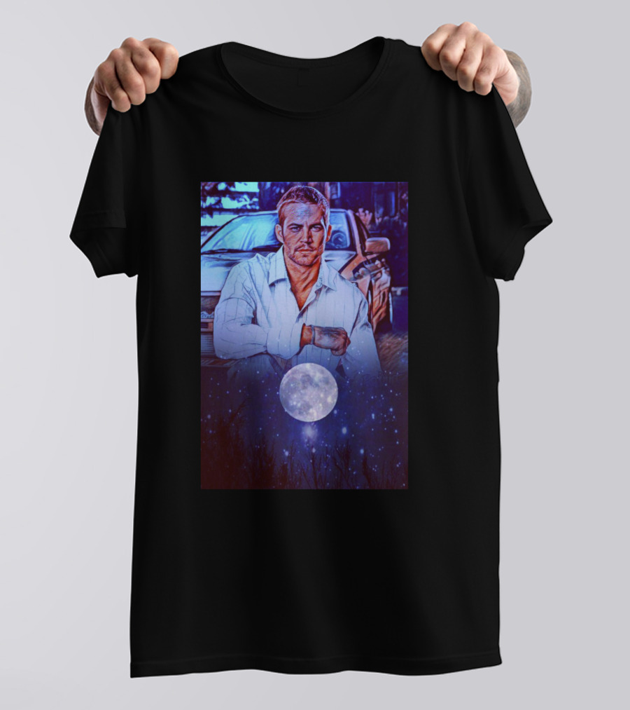 Paul Walker Full Moon Night Car Scene T-Shirt