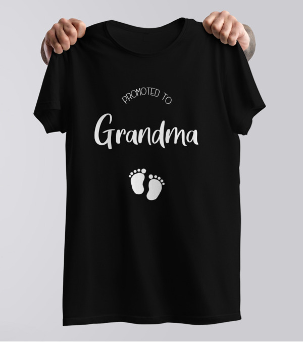 Promoted To Grandma With Baby Feet Symbols T-Shirt