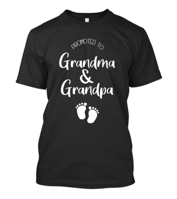 Promoted To Grandma And Grandpa With Baby Footprints T-Shirt