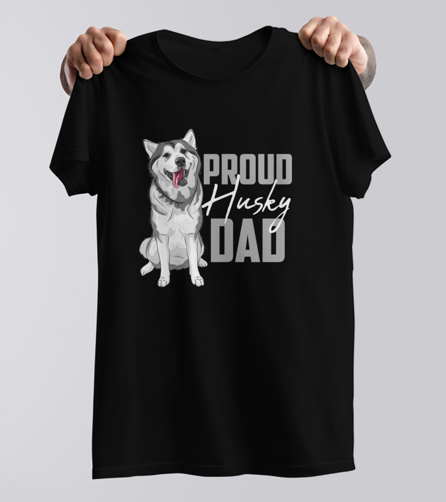 Proud Husky Dad With Happy Husky T-Shirt