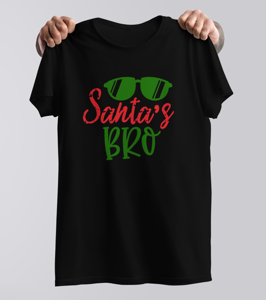 Santa's Bro Green Sunglasses Christmas T-Shirt