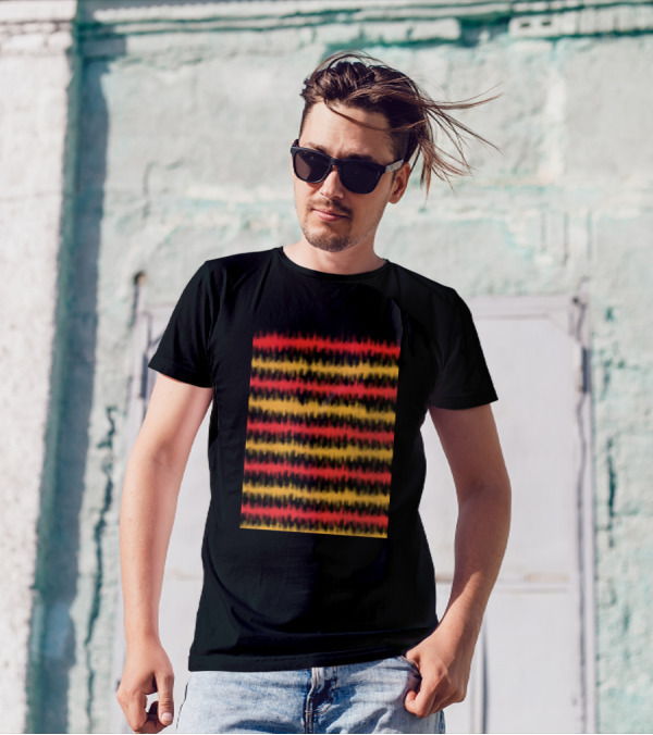 Soundwaves Vibrant Red Yellow Black Horizontal T-Shirt