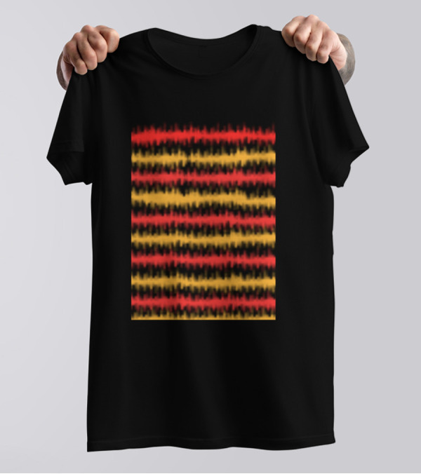 Soundwaves Vibrant Red Yellow Black Horizontal T-Shirt