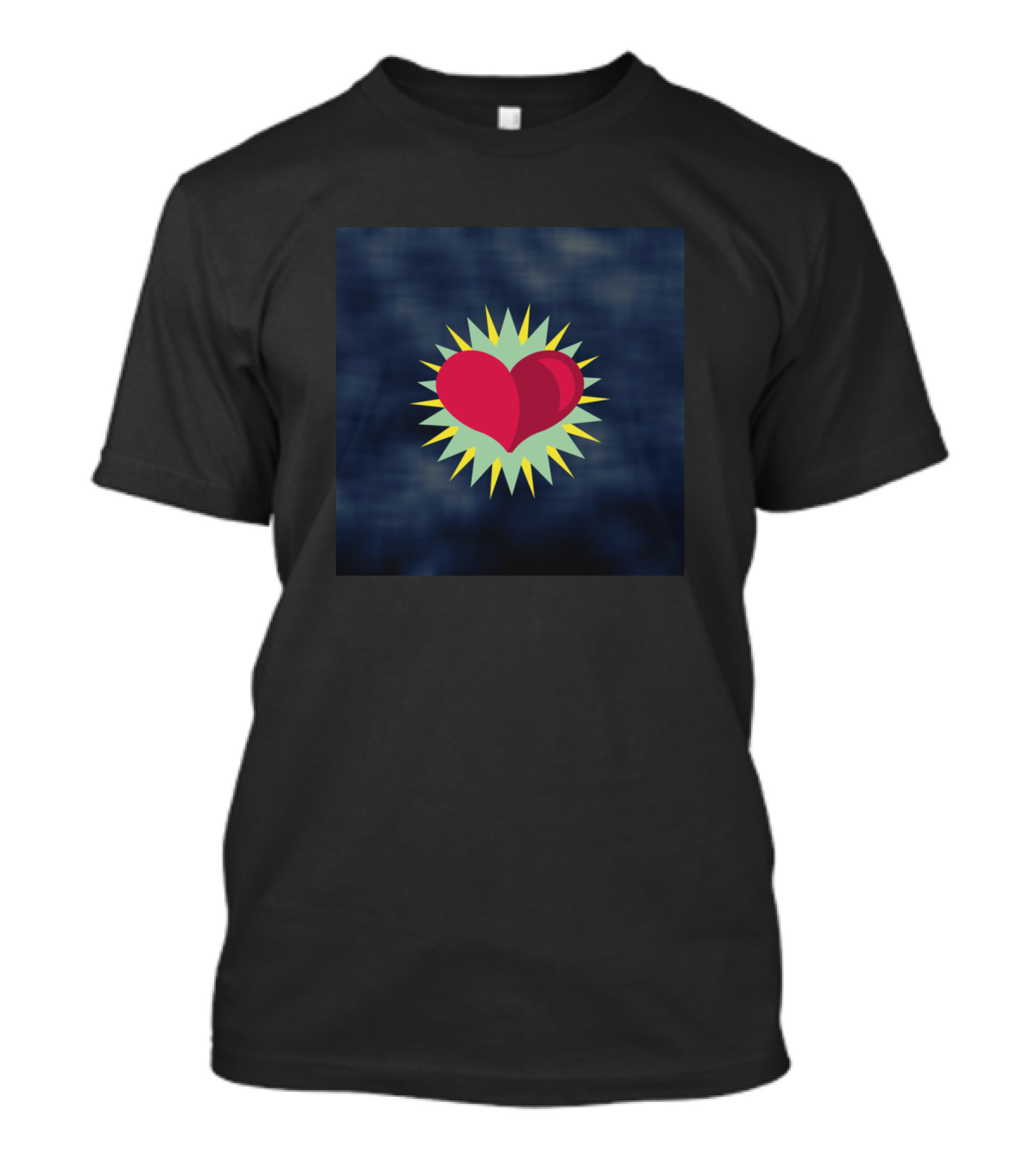 Starry Heart Red And Yellow On Dark Blue Background T-Shirt