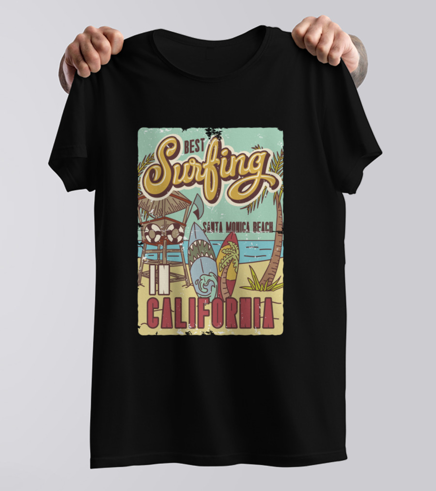 Best Surfing Santa Monica Beach In California T-Shirt