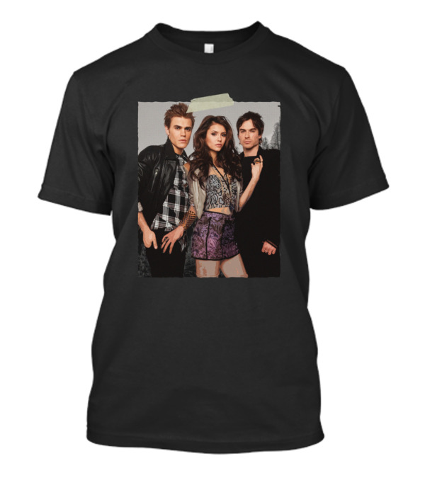 The Vampire Diaries Stefan Elena Damon Group Photo Montage T-Shirt