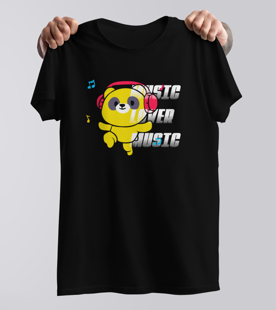 Music Lover Music Bear With Headphones And Notes T-Shirt