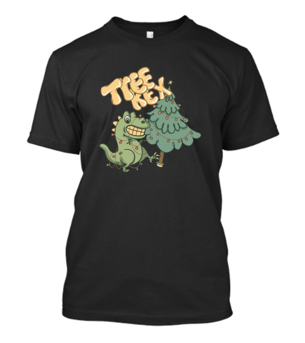 Tree Rex Dinosaur With Christmas Tree Lights Motif Child T-Shirt